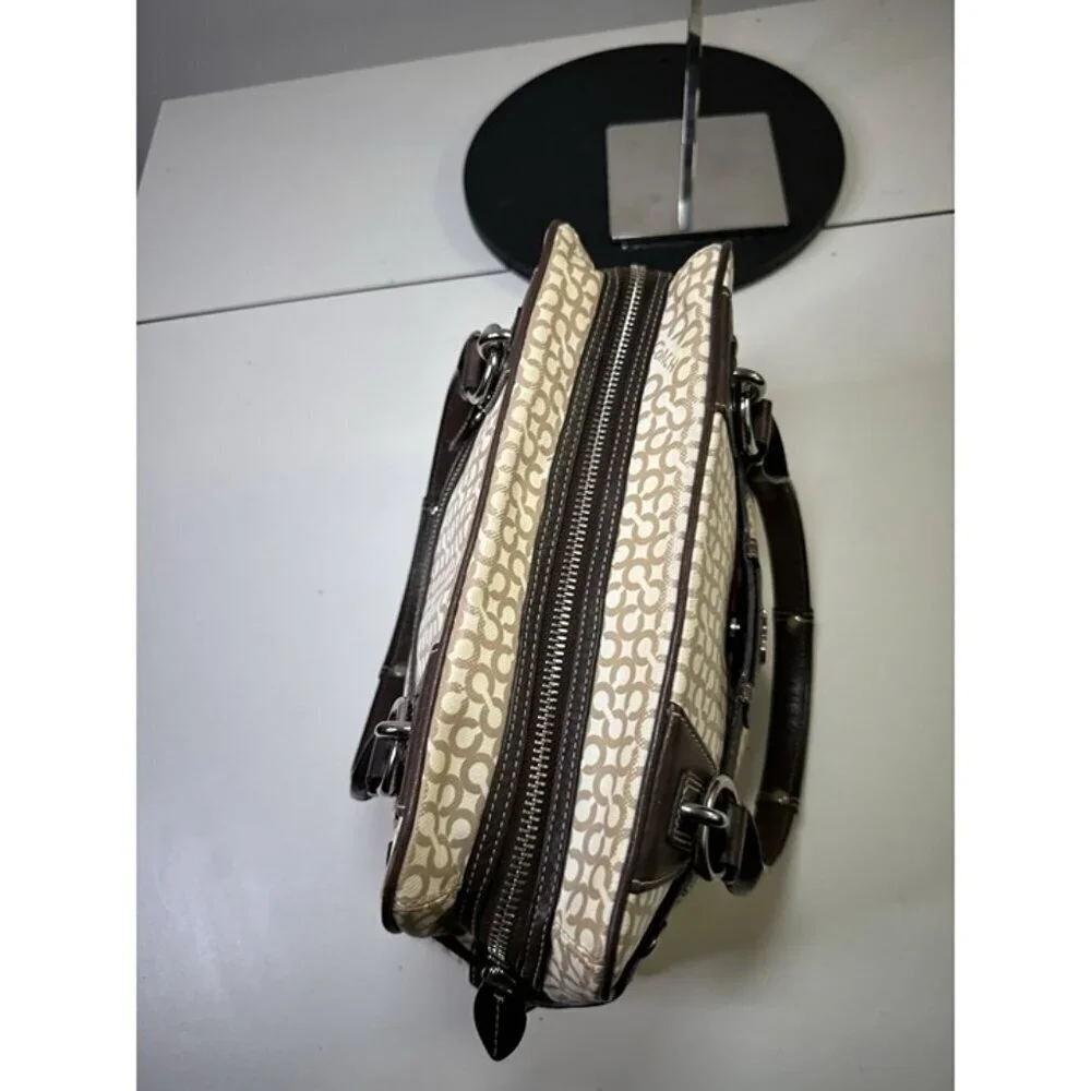 COACH Penelope Op Art Brown Leather Coated Canvas Satchel Shoulder Bag 13147